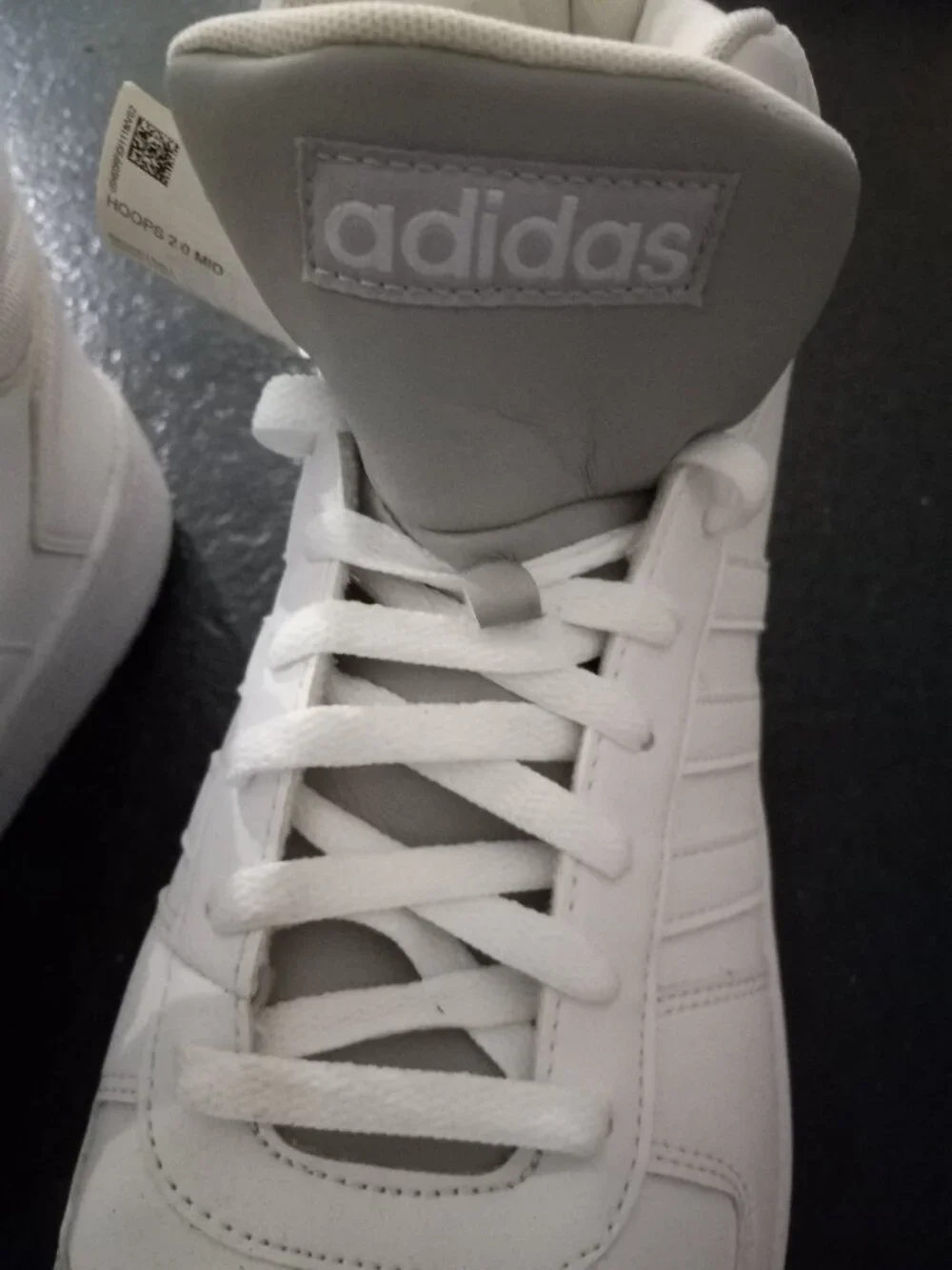 adidas Men's Hoops 2.0 Mid Shoe, White/White/Grey, 14 M US